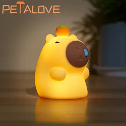 Cute Silicone Capybara Night Light Children's Gift USB Rechargeable Animal Touch Bedside Slepp Lamp