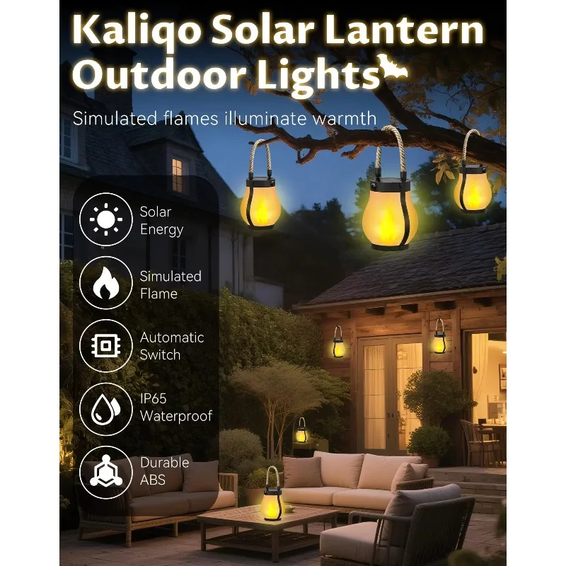 New Outdoor Light Emitting Diode Chandelier Waterproof Garden Light Charging USB Disk Solar Flickering Flame Lantern