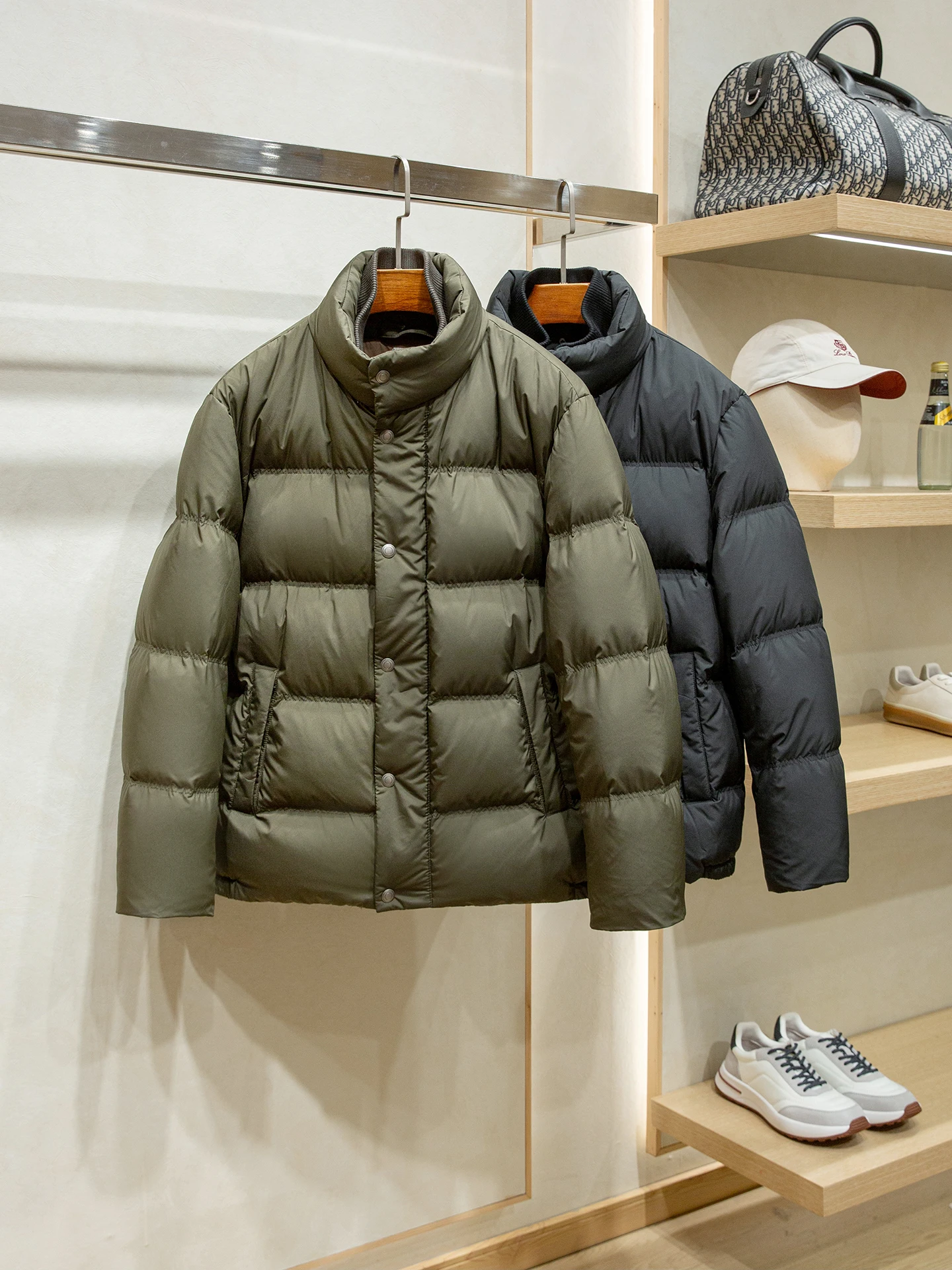 

High Puffin 90 White Goose down Thiened Men's Warmth Puffer Jaet LP Faion Fake Two-Piece Urban Casual Sle Long Sve