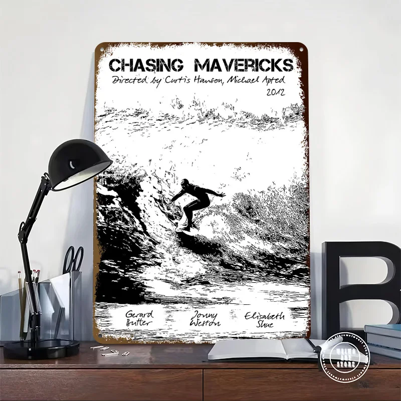 Chasing Mavericks By Curti Metal Poster Customized Wall Art Retro Vintage Metal Tin Signs for Gaming Room Decoration Cozy House