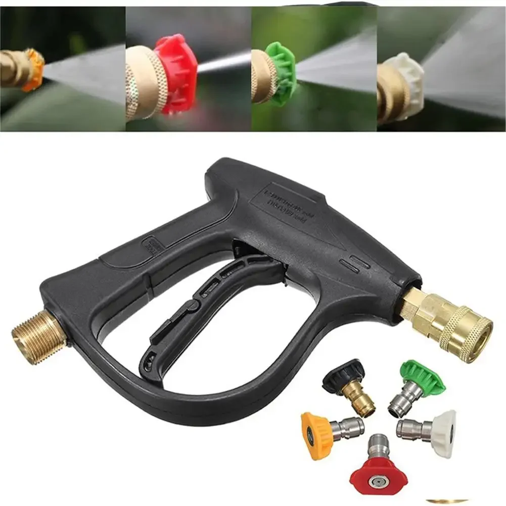 

1/4" High Pressure Washer Wand 3000 Psi Car Wash Foam Spray Short Wand Cleaning Gun With 5 Nozzle Car Cleaning Kit Accessories