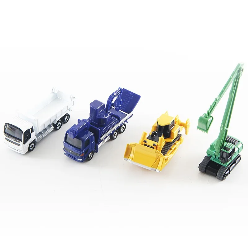 TAKARA TOMY Tomica-vehículo de construcción de 4 piezas para niños, conjunto de ingeniería de aleación, vehículo de Motor, modelo de Metal fundido a presión, regalo para niños