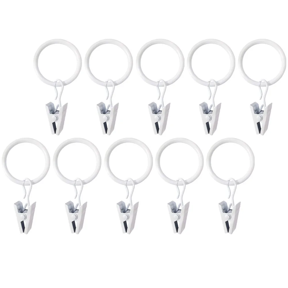 

10Pcs Curtain Clips Iron Shower Clamp Multi-Purpose Clip for Curtains Towels Bedroom Bathroom Curtain Clip with Ring