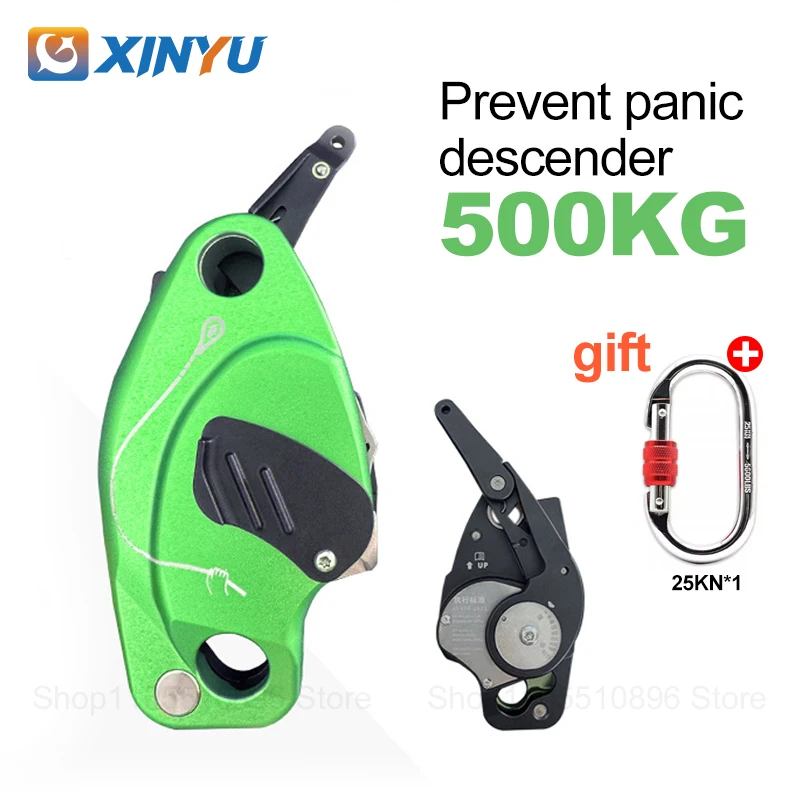 Anti-Panic Descent Device, Quick Descent Equipment 10.5mm Manual Descent Protector, Rope Descender for High Altitude Work