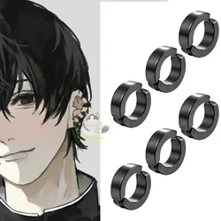 Anime Chainsaw réinitialisation Boucles d'oreilles pour hommes et femmes, Yoshida Hirofumi Cosplay, Punk, Noir, Non percé, Faux cercle d'oreille, Bijoux pop, Nouveau