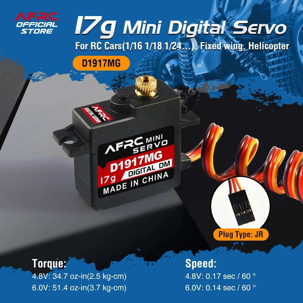 AFRC 3.7 กก.มินิเมทัลเกียร์ดิจิตอลเซอร์โว D1917MG 17 ก 1-2PCS สำหรับ 1/16 1/18 1/24 RC รถปีกคงที่ DIY ประกอบอัพเกรด