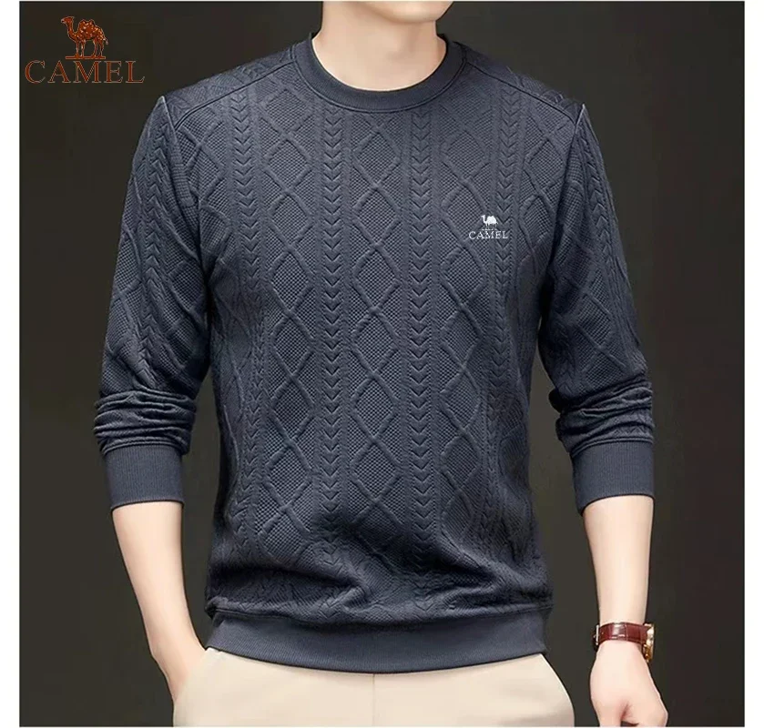 Autumn And Winter New Men's Cashmere Long  o-Neck Color Contrast Long-Sleeved Cardigan Loose Large Coat 100 Pure Wool Knitting