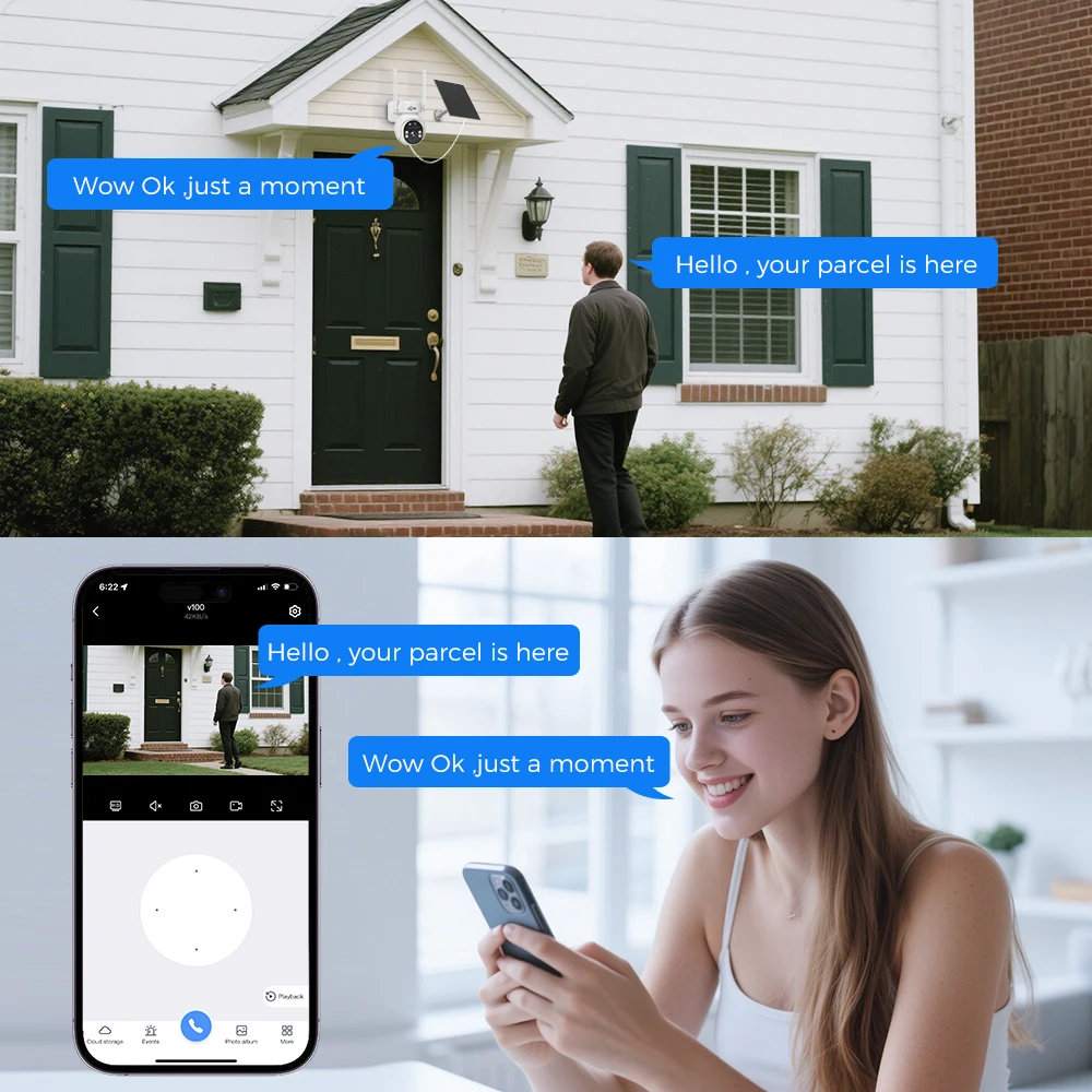 Hiseeu 4G Solar Camera 4MP Waterproof IP Camera Two-way audio PIR Human Detection P2P Night Vision With 9000mAh Battery Camera