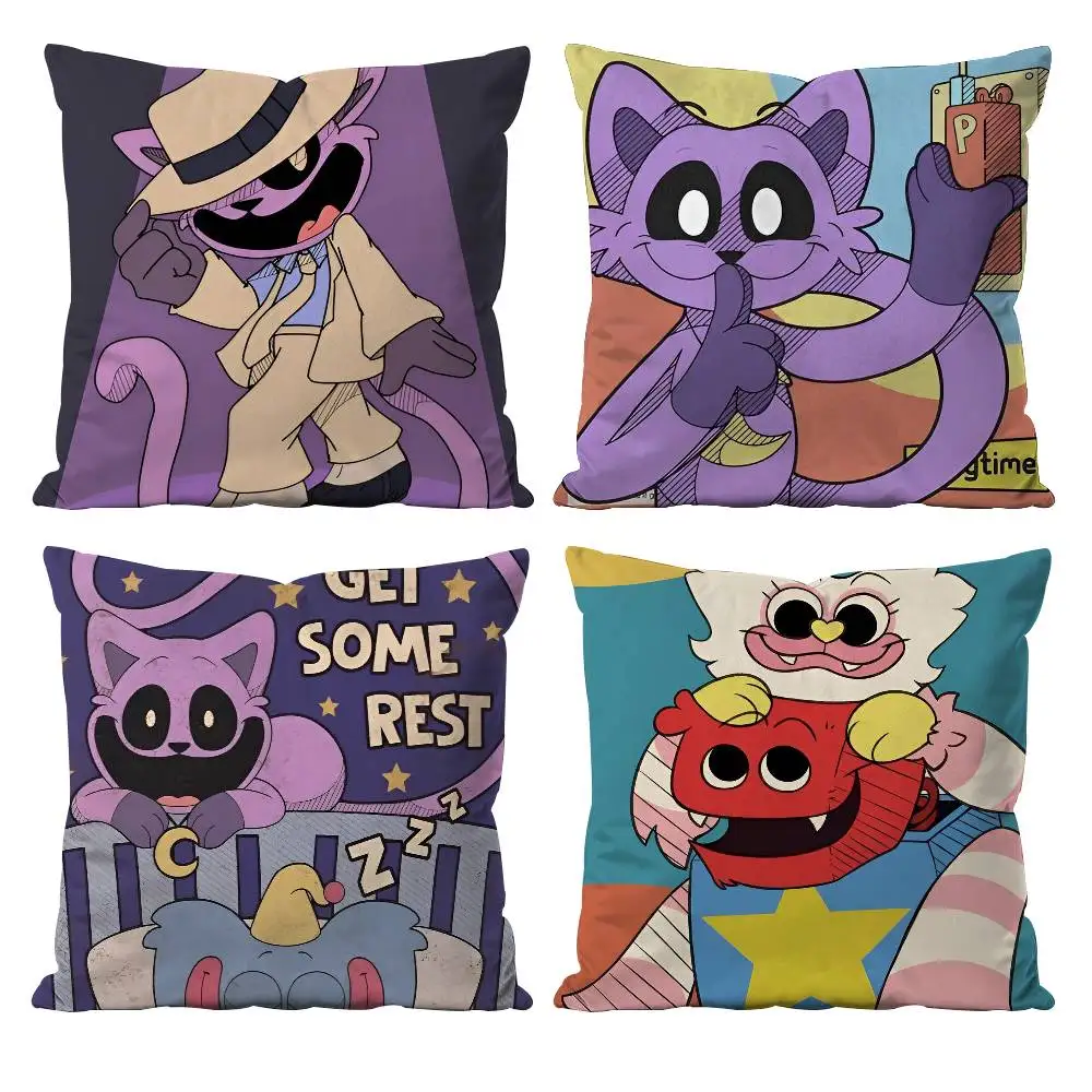 Video Game Funny P-Poppy Playtimes Pillow Case Anti-dustmite Pillowcase Invisible Zipper Silky Short Plush Sofa Cushion Cover