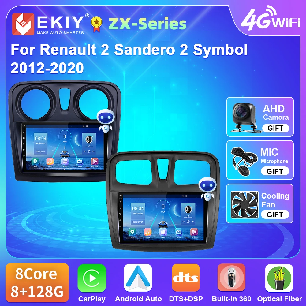 

EKIY T5 Android 10 Car Radio For Renault 2 Sandero 2 Symbol 2012-2020 4G WIFI Video BT Carplay DSP Player No DVD