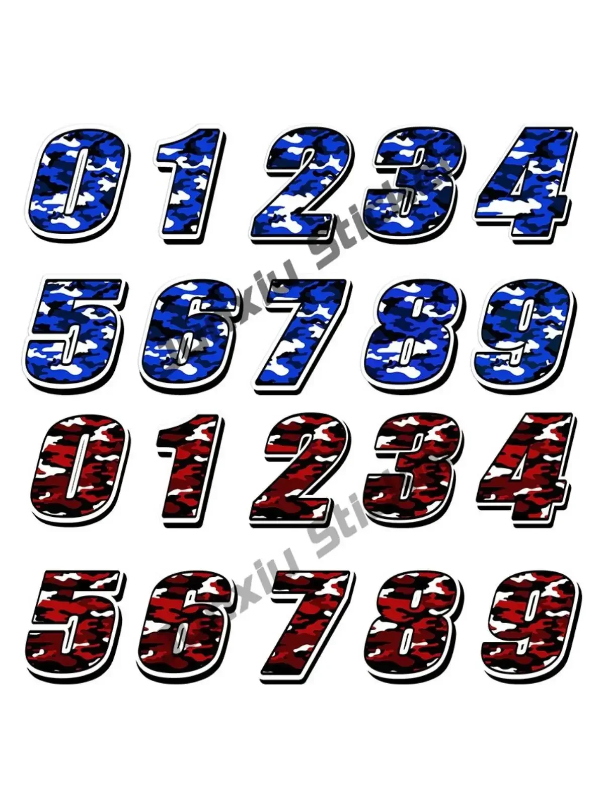 AliExpress JunXiu Blue and Red Camouflage Numbers Car Decal 0123456789 Sticker Styling Race Number Moto Vehicle Sticker Bike PVC Car Accessories