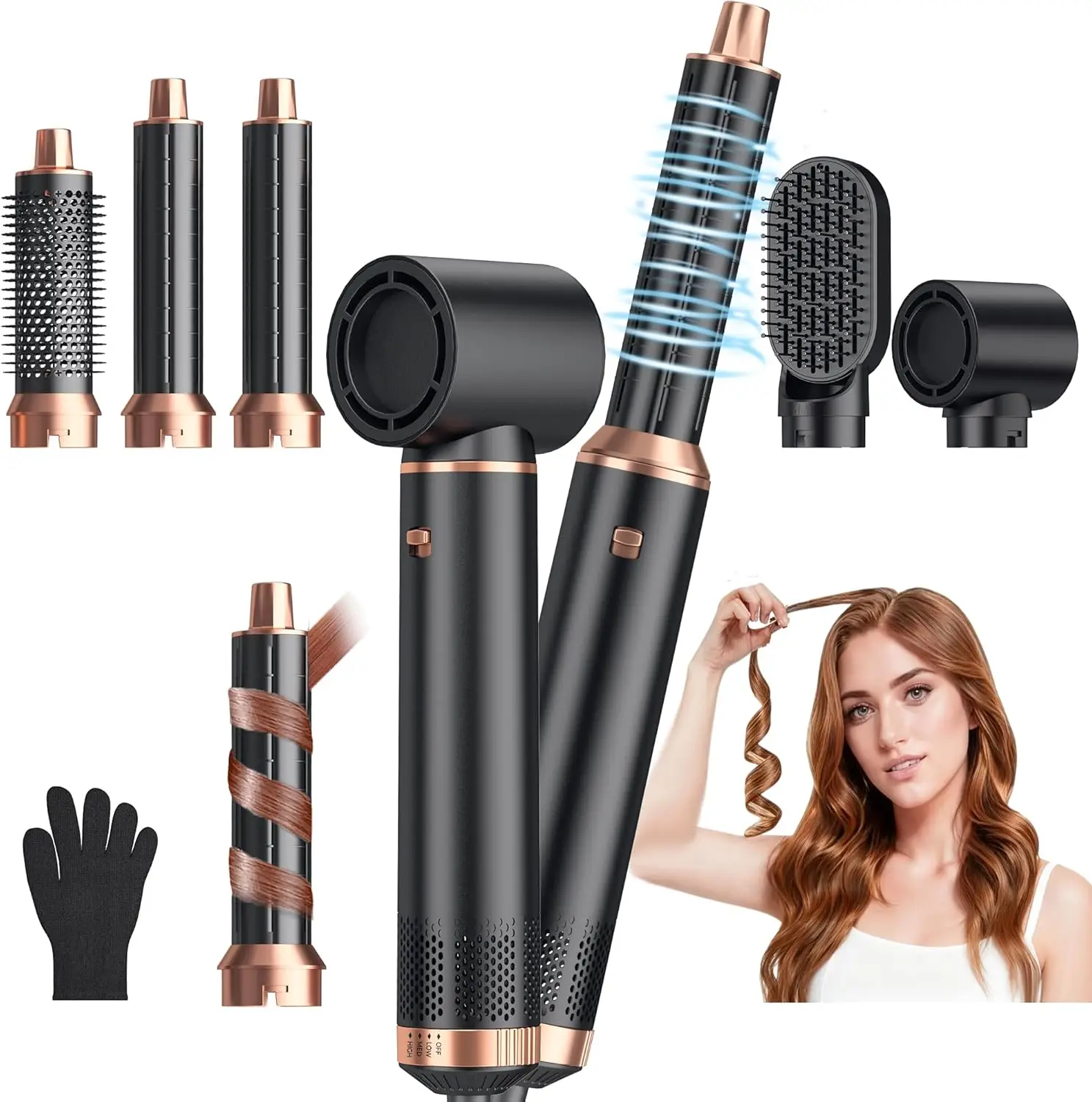 

5-in-1 Hair Dryer Brush with Negative Ion, Detachable for Drying Curling Straightening Styling