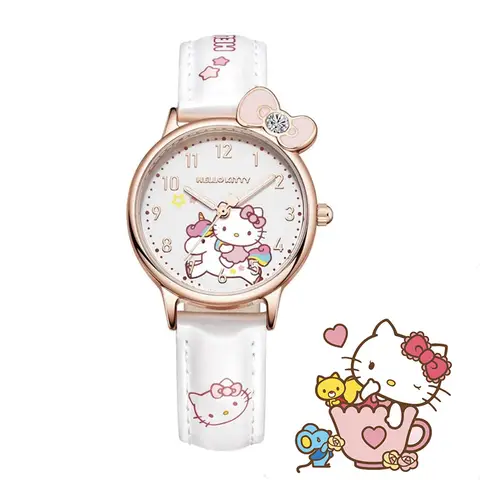 Sanrio Hello Kitty Klocka Kawaii Kuromi Cinnamoroll Quartz Casual Mode Melody Armbandsklocka Barn Flicka Födelsedagspresenter 12 best sales Hello Kitty smartklocka för barn - №4