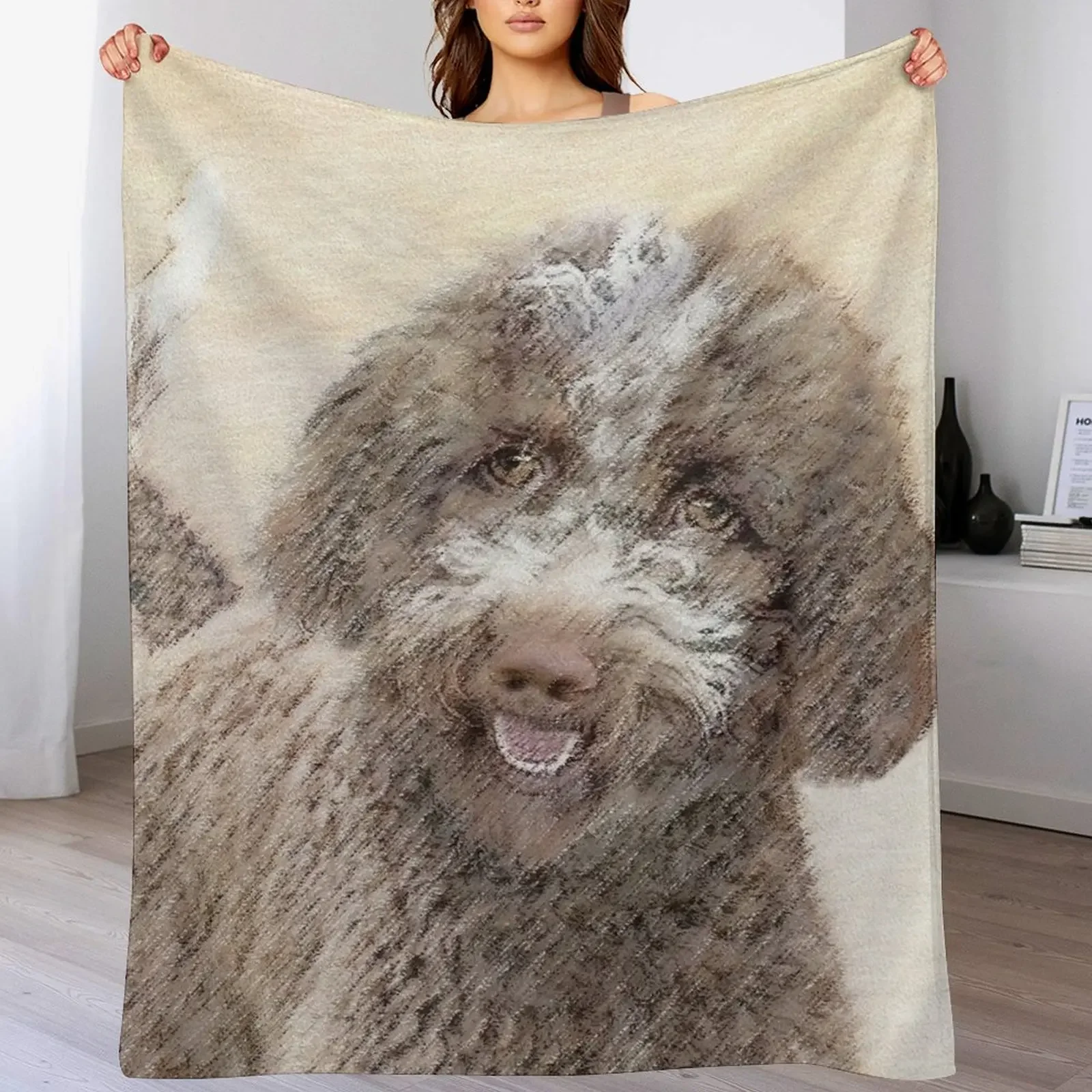 

Lagotto Romagnolo Painting - Cute Original Dog Art Throw Blanket Plaid Sofa Quilt Quilt Baby Blankets