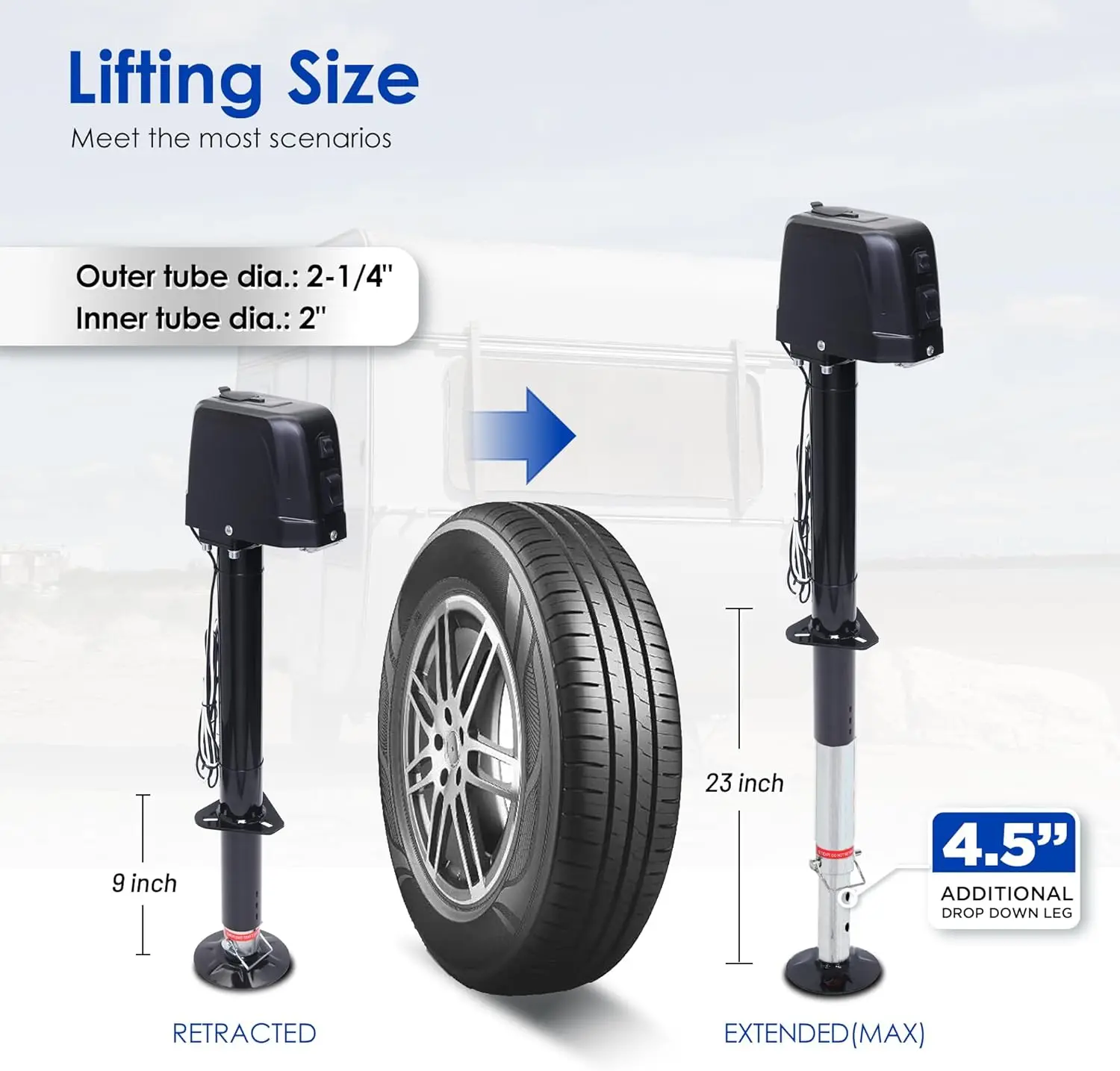 Cric de remorque électrique 3500lbs, cric de langue électrique à cadre en A pour le levage de camping-car utilitaire de voyage, cric de remorque