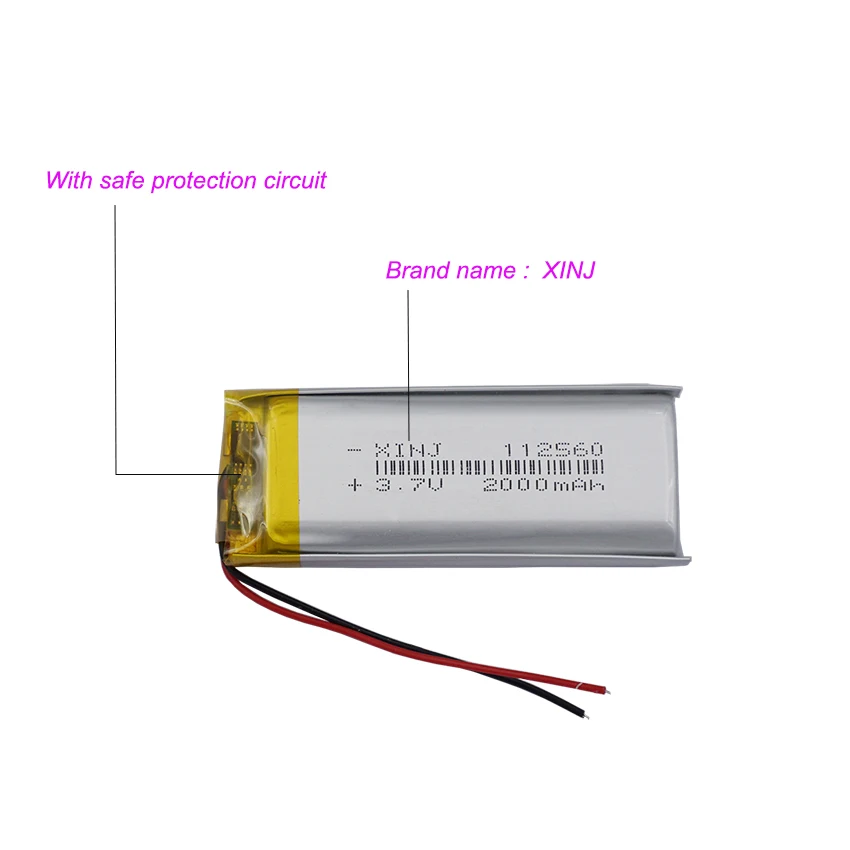 3.7V 2000 mAh 7.4Wh Polymer Li Lipo Battery 112560 For Bluetooth Speaker Power Bank Monitor Video Player Plate MID Tablet PC