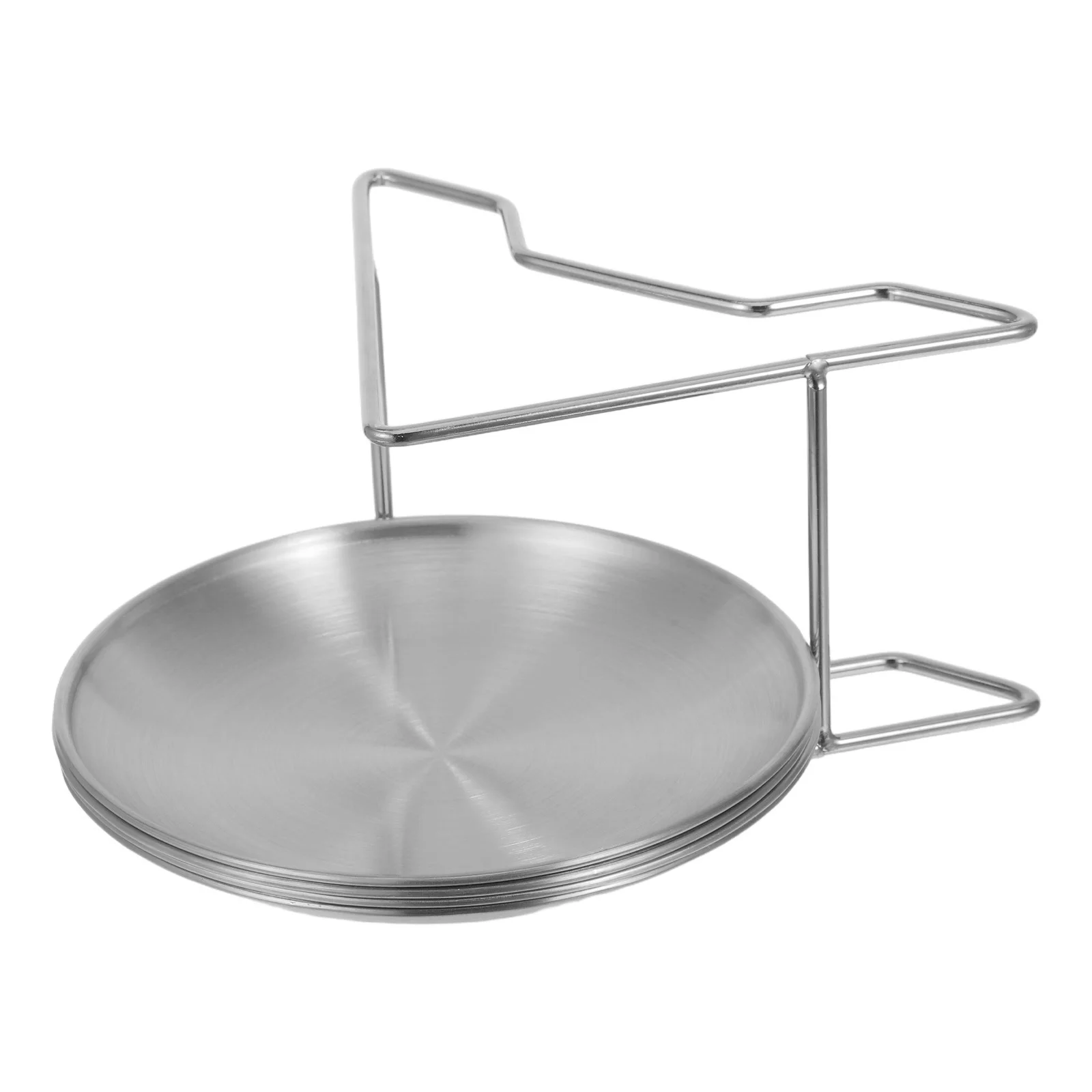 

1Set Stainless Steel Round Plates with Stand Snack Dinner Dessert Cake Appetizer Serving Tray for Camping Kitchen Restaurant