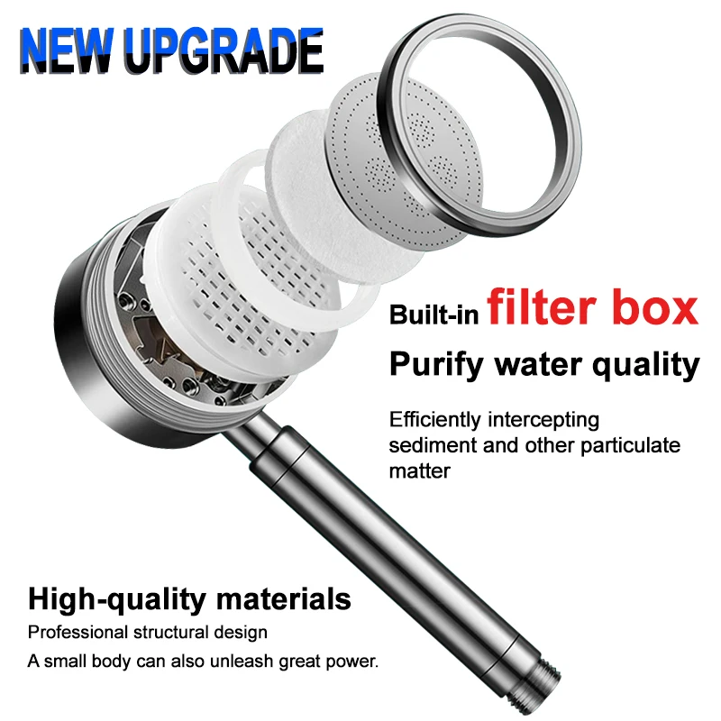 304 Stainless Steel Pressure-enhanced Shower Head, Shower Enclosure, Bathroom High-flow Pressure-enhanced Shower Head Set