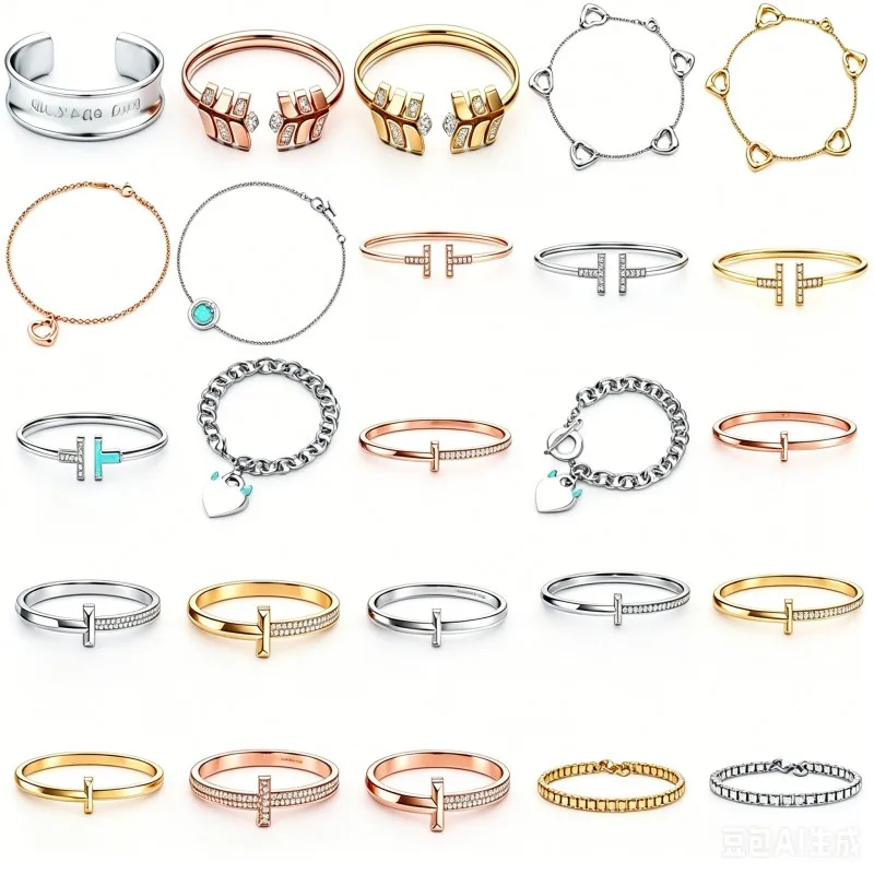 

Double T bracelet, plated with 18K rose gold, letter-shaped wristband, luxurious and fashionable design