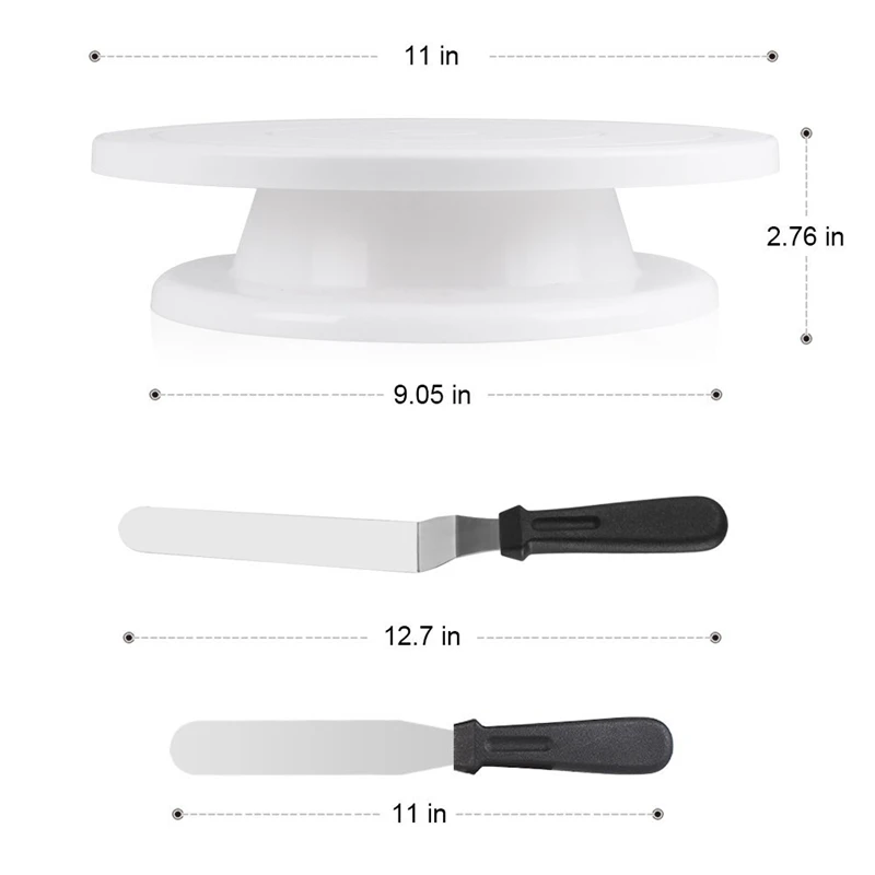 Cream Scraper 11 Inch Rotating Cake Turntable 6 Piece Cake Decorating Kit Includes 2 Icing Spatulas And 3 Scrapers