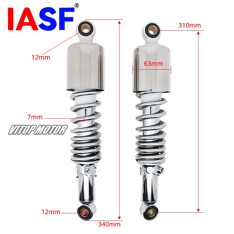 

Fits for Honda CG125 Yamaha SR250 Suzuki GT750 T500 GT550 GN125 KAWASAKI EN500 Motorcycle Rear Shock Absorber 310mm 12mm Eye Dia
