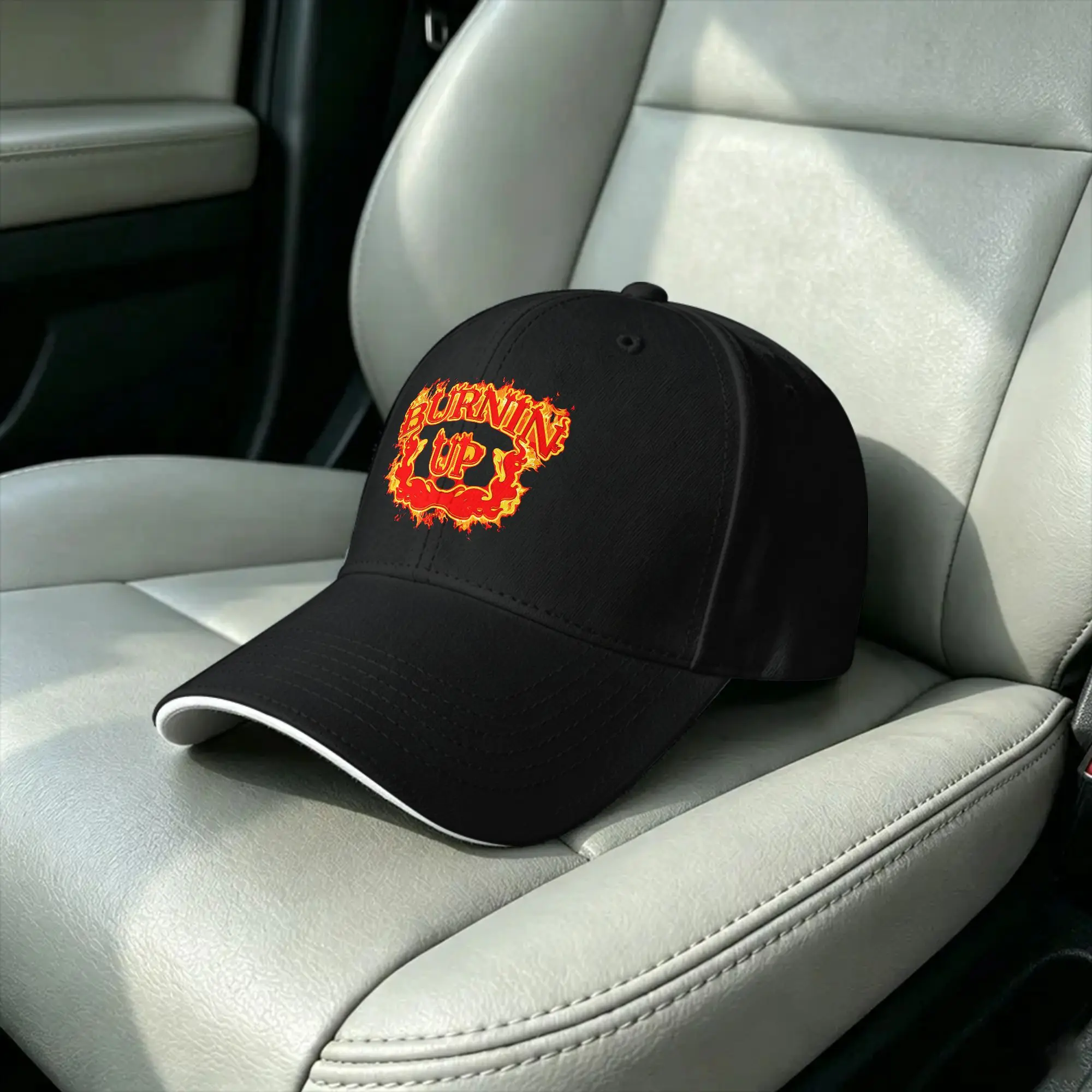 Burnin Up Vintage Flames Baseball Cap  Trendy Trucker Hat Spring Female Male Tennis Skate Baseball Caps