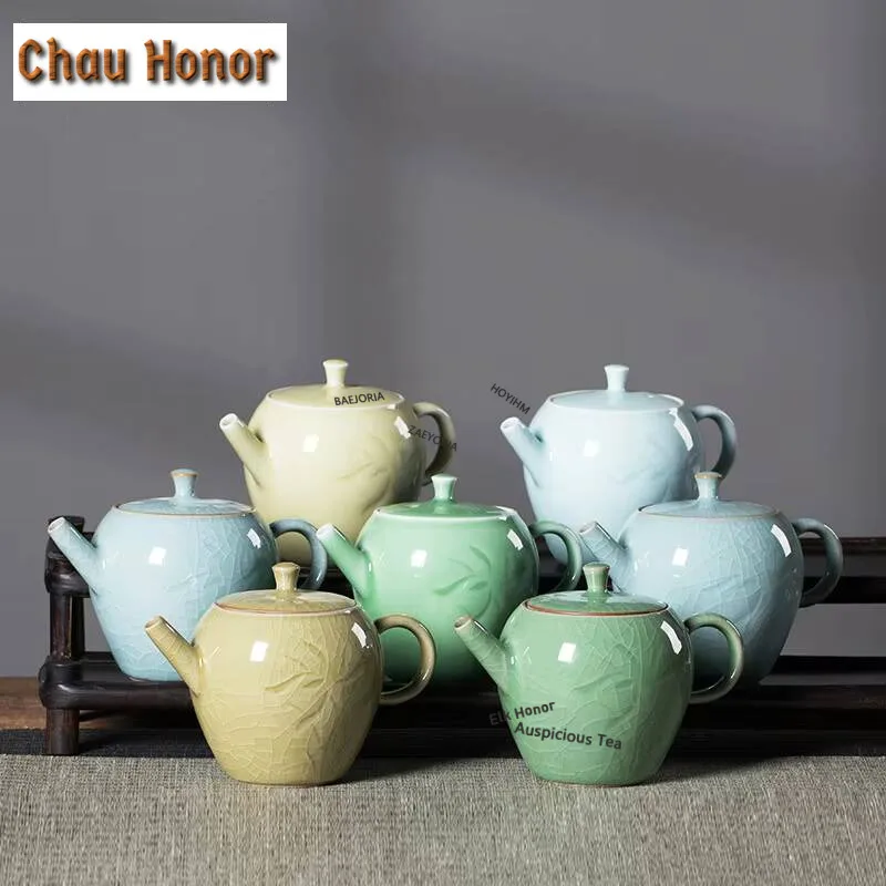 

Ручная работа, 240 мл, чайник Longquan Celadon, роскошный горшок с орхидеей, чайник для приготовления чая с отверстием для шарика, аксессуары для подарка