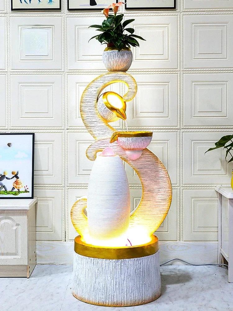 European-style running water fountain ornament, opening lucky water feature living room floor home decoration