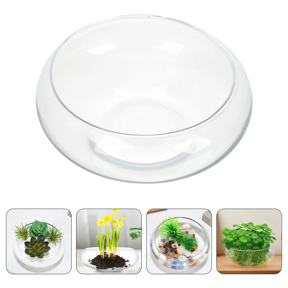 Flowerpot Fish Tank for Desk Bonsai Planter Planters Small Succulent Keeper Glass Desktop Aquarium Clear Child Round Pots