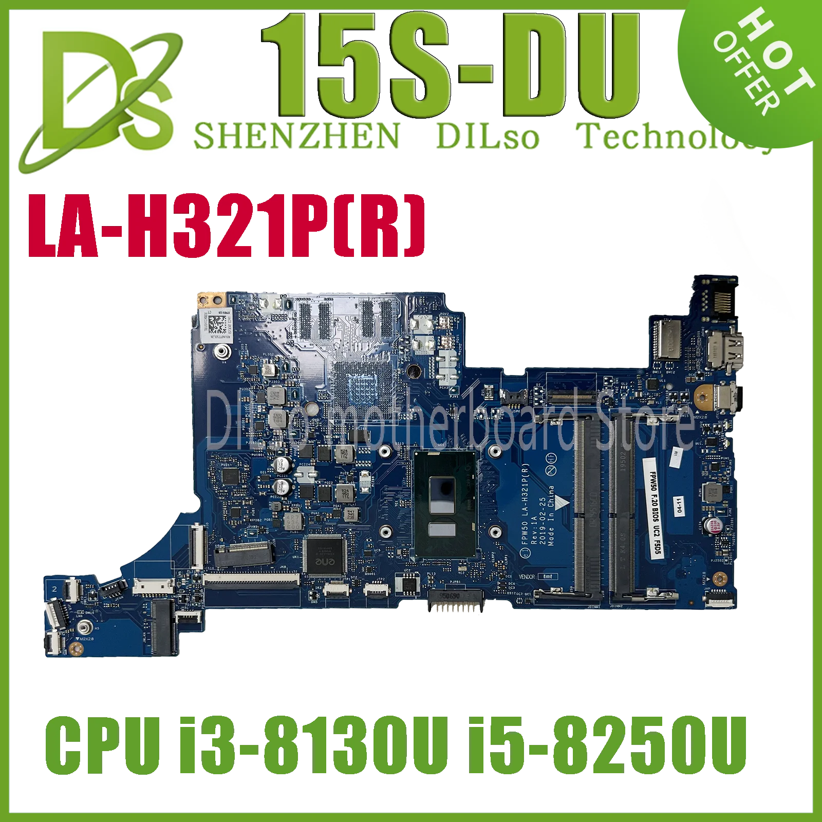 Kefu LA-H321P (r) L73245-601 L72538-001 placa-mãe para hp 15-dw 15s-du 15-dw placa-mãe do portátil com I3-8130U I5-8250U uma