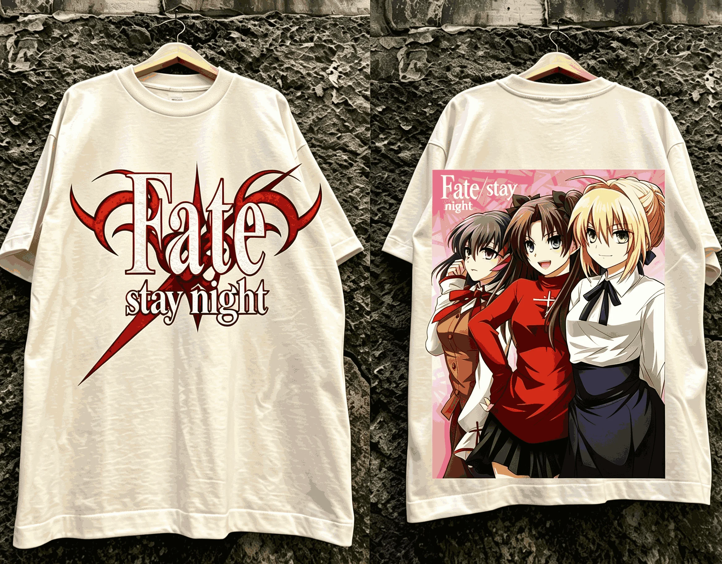 Fate stay night Unisex Casual Fashion T-shirt High Street Oversized Unisex T-shirt Streetwear Trendy Cotton Couples Breathable