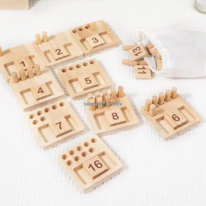 Y4UD Kids Math Toy Number Pairing Toy Wooden Puzzle Board Kindergarten Game Toy