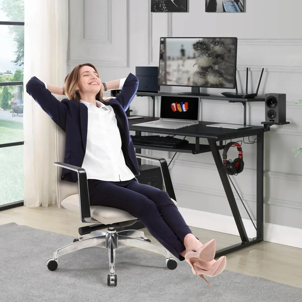 Modern Heavy Duty Office Desk Chairs with Adjustable Height and Tilt Angle, Mid Century Modern Computer Desk Chair