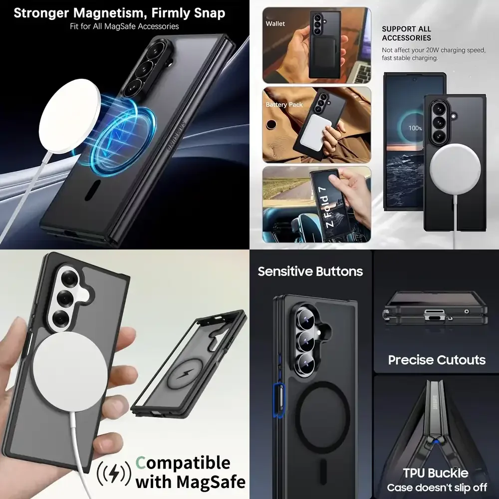 Vollständig Abdeckende Matte Magnetische Handyhülle für Samsung Galaxy Z Fold 7 für Z Fold7 Durchscheinende Schutzhülle mit Starkem Magnet
