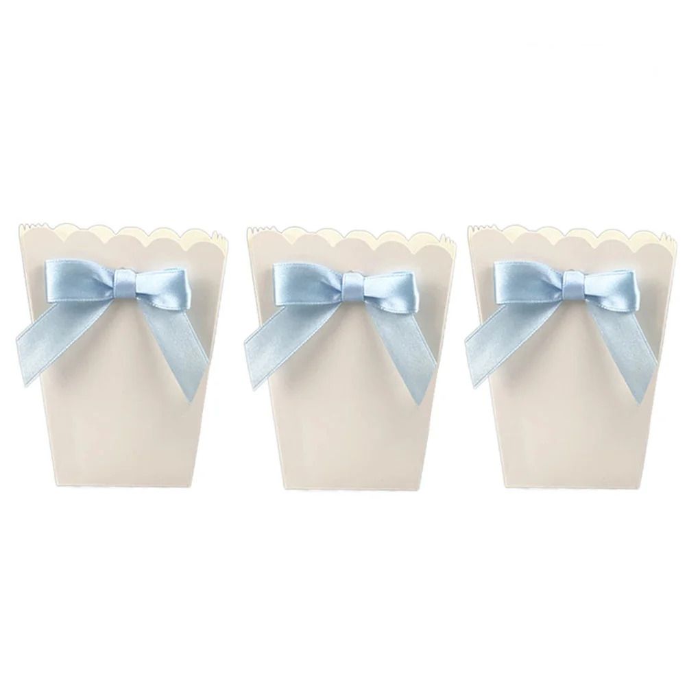 12 Pcs Floral Ribbon Popcorn Bags for Party Bouquets Mini Candy Container Decoration Treat Boxes Paper Snack