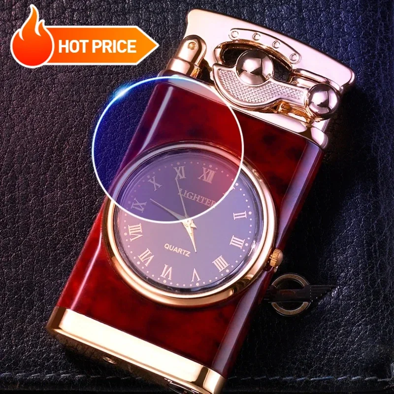 Rocker Arm Watch Metal Unusual Gas Lighters Jet Butane Torch Lighter Windproof Cigarette Cigar Lighter Gadgets for Men