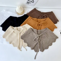 Warm Shawl Fake Collar Women Ruffle Detachable Collars for Women False Knited Lolita Lapel Half Shirt Shawl Wrap Decoration
