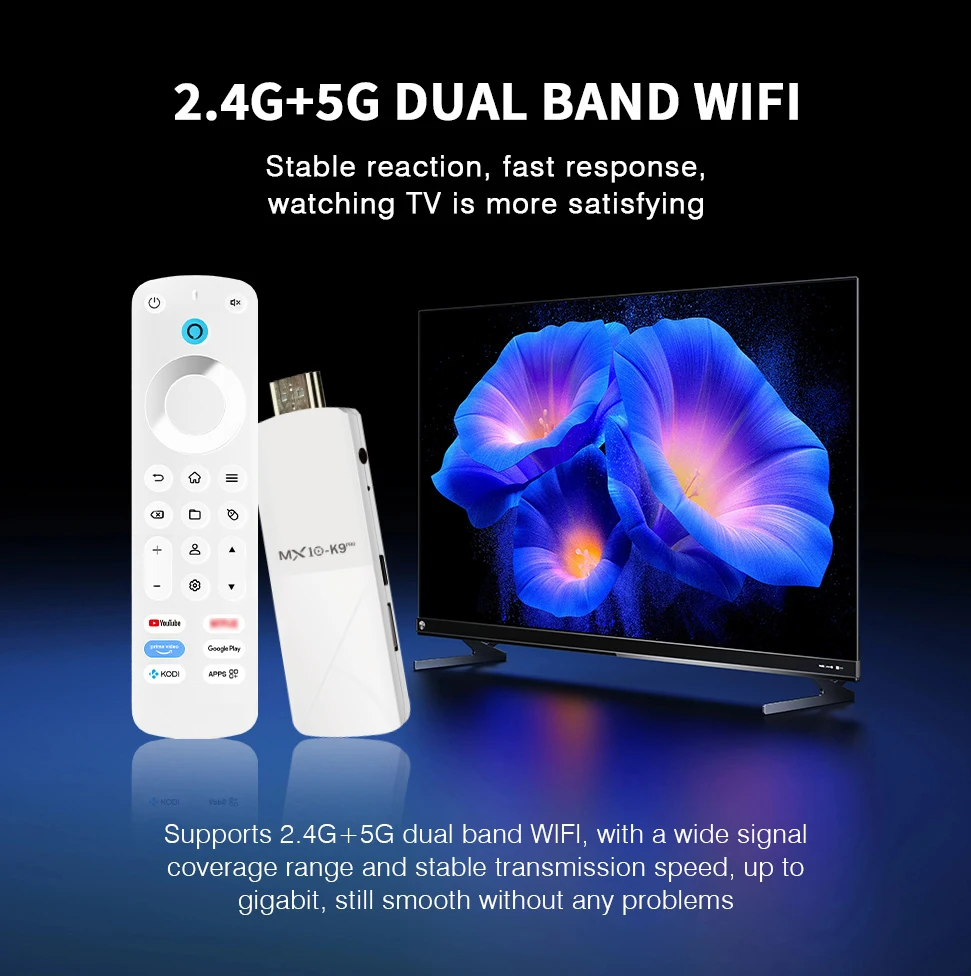 جهاز استقبال للتليفزيون الذكي MX10 K9 PRO H618 Quadcore Cortex-A53 Mali-G31 MP2 2GB 16GB Android 13.0 Chromecast TV Stick مع جهاز تحكم عن بعد صوتي #5