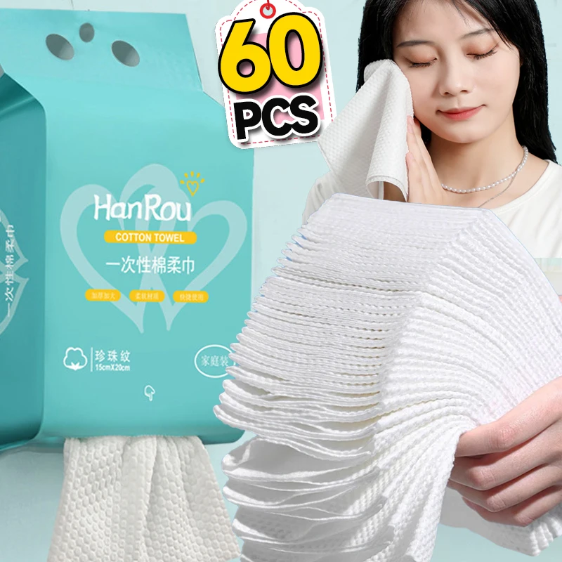 Wegwerp gezichtshanddoek Gezichtsreinigingsdoekjes Zachte absorberende make-up verwijderaar Doekjes voor reizen Spa Thuisgebruik Droog nat katoenen weefsel