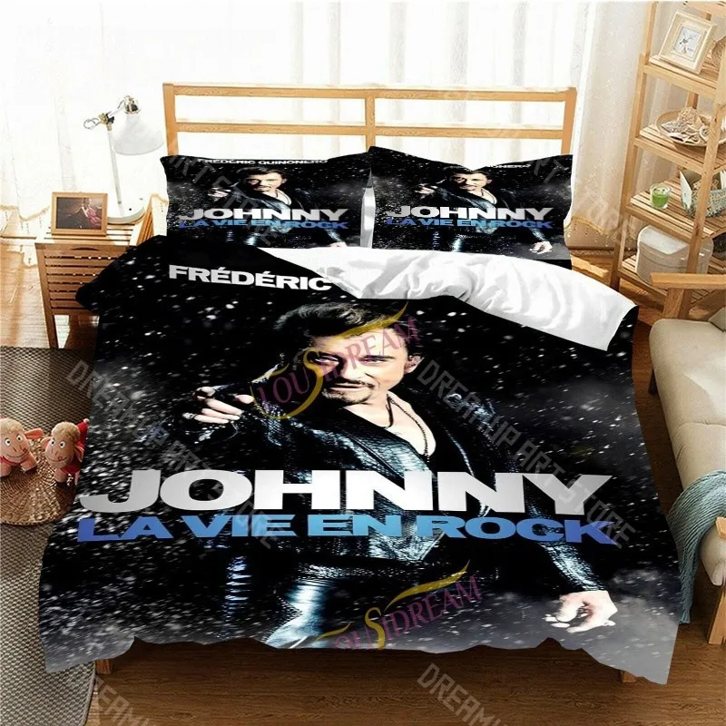 3D Printed Johnny Hallyday Rock Singer Bedding Set Boys Girls Duvet Cover Pillowcase Twin Queen King Full Single Double Size
