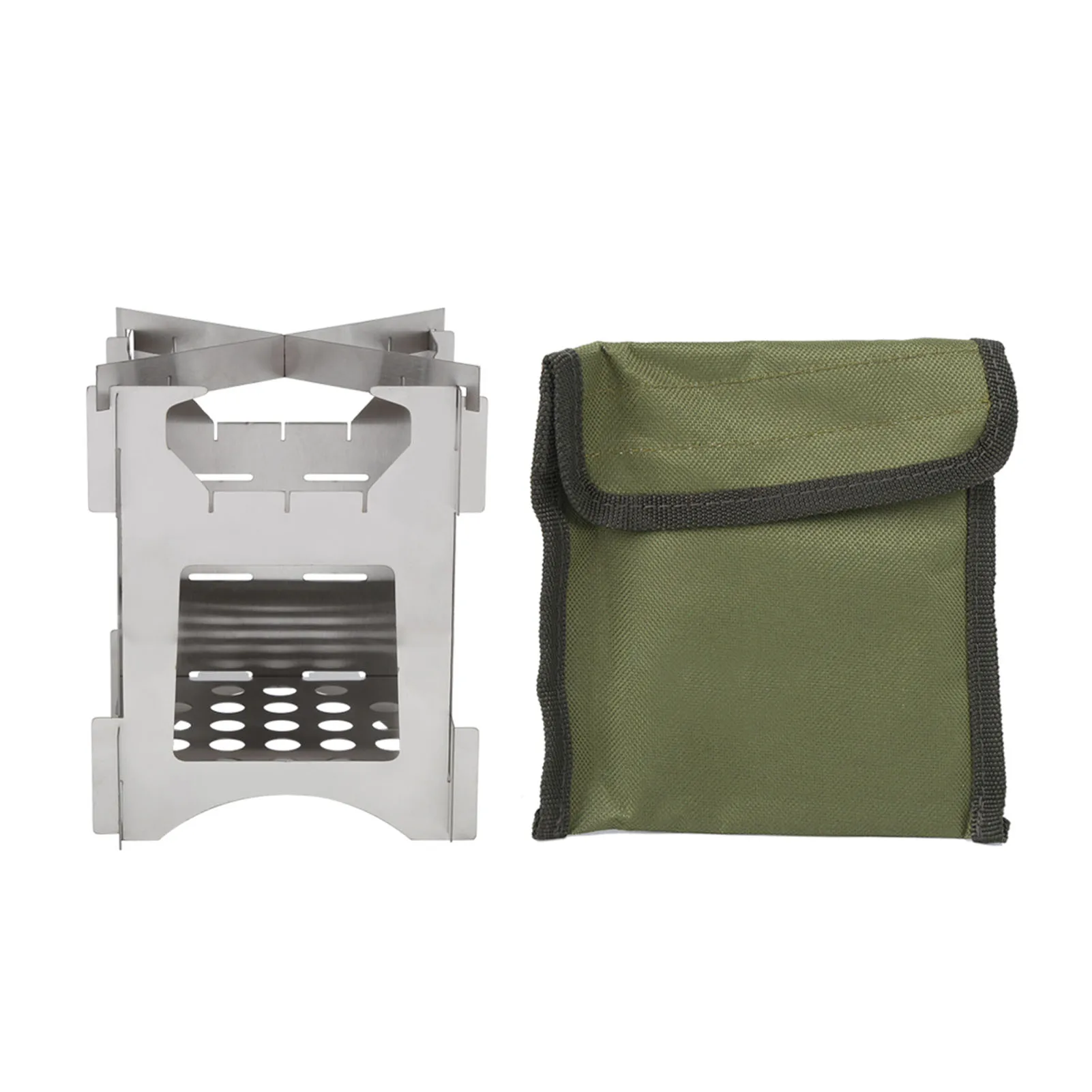 Camping Wood Stove Portable Stainless Steel Folding Wood Burning Stove Mini Cooker for Outdoor Camping Travel Hiking Picnic