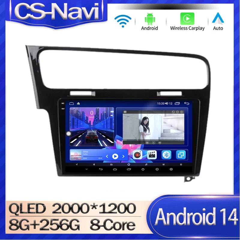 For Volkswagen VW Golf 7 MK7 GTI 2011-2021 Car Radio Carplay HD Multimedia Android 14 Auto Qualcomm GPS Stereo New Video Player