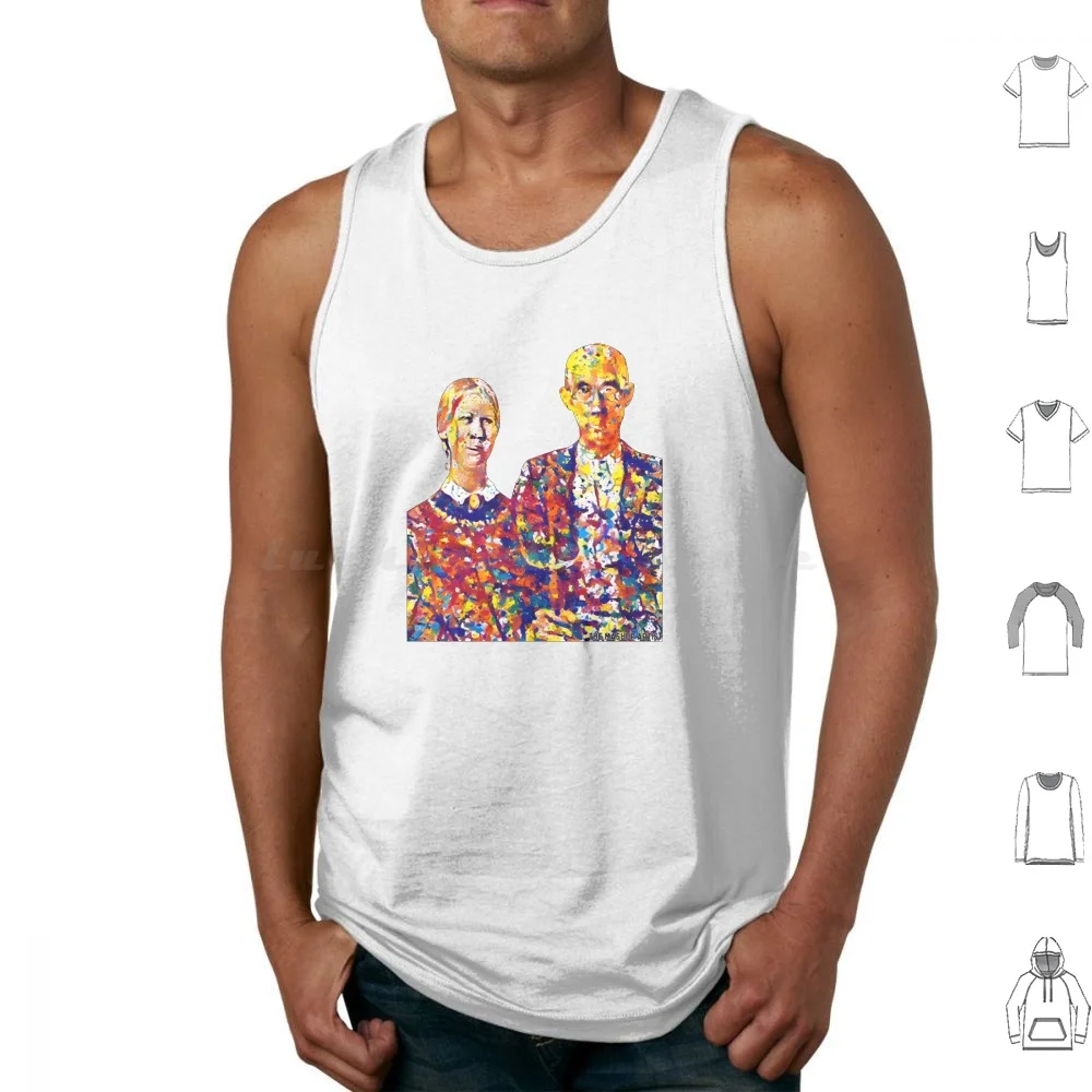 American Gothic Portrait #1-Original Art Piece Tank Tops Vest Sleeveless Original Art Unique Art Handmade Art Famous Artists