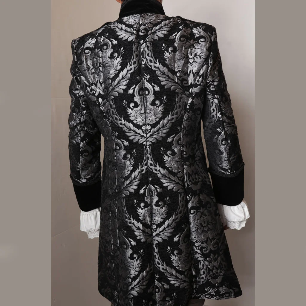 Men’s Renaissance Victorian Gothic Brocade Jerkin Coat Colonial Pirate Captain Trench Coat Gothic Vampire Costume Jacket Custom