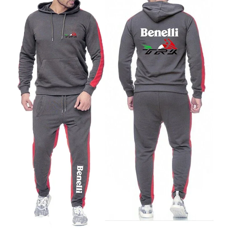 2024 Benelli TRK 502X Men's New Long Sleeves Sweatshirts Hoodie Pullover Tops Sweatpants Cotton Casual Two Pieces Suits Clothes