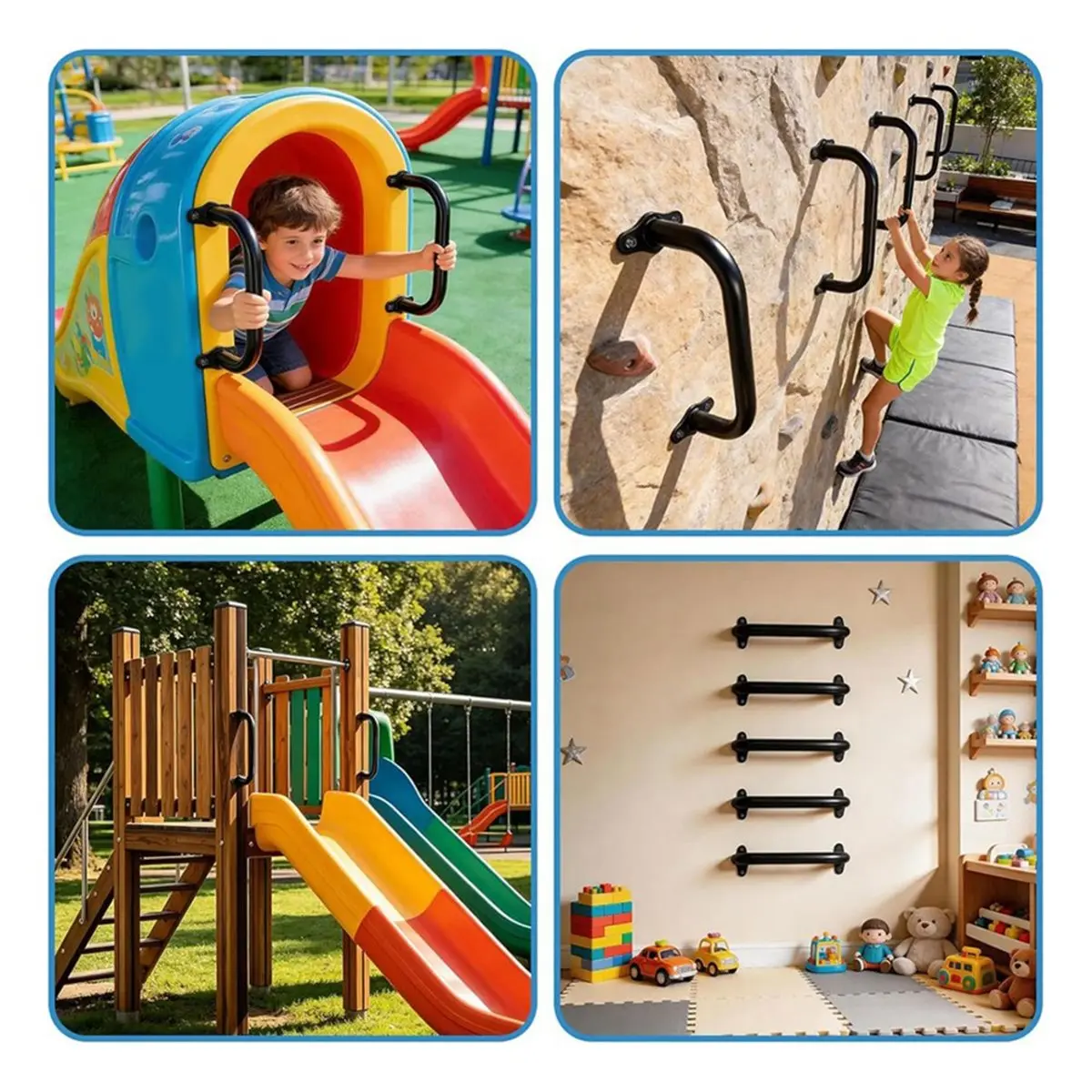 Multi-use Gear 2 Pcs Metal Playground Handles, for Indoor Outdoor Playgrounds, Climbing Frames, Treehouses
