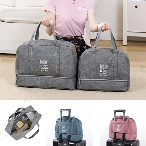 여성용 접이식 여행 가방, 옥스포드 여행 주말 오버나이트 가방, 대용량 수하물 핸드백 신발 정리함 여행 용품, 패션