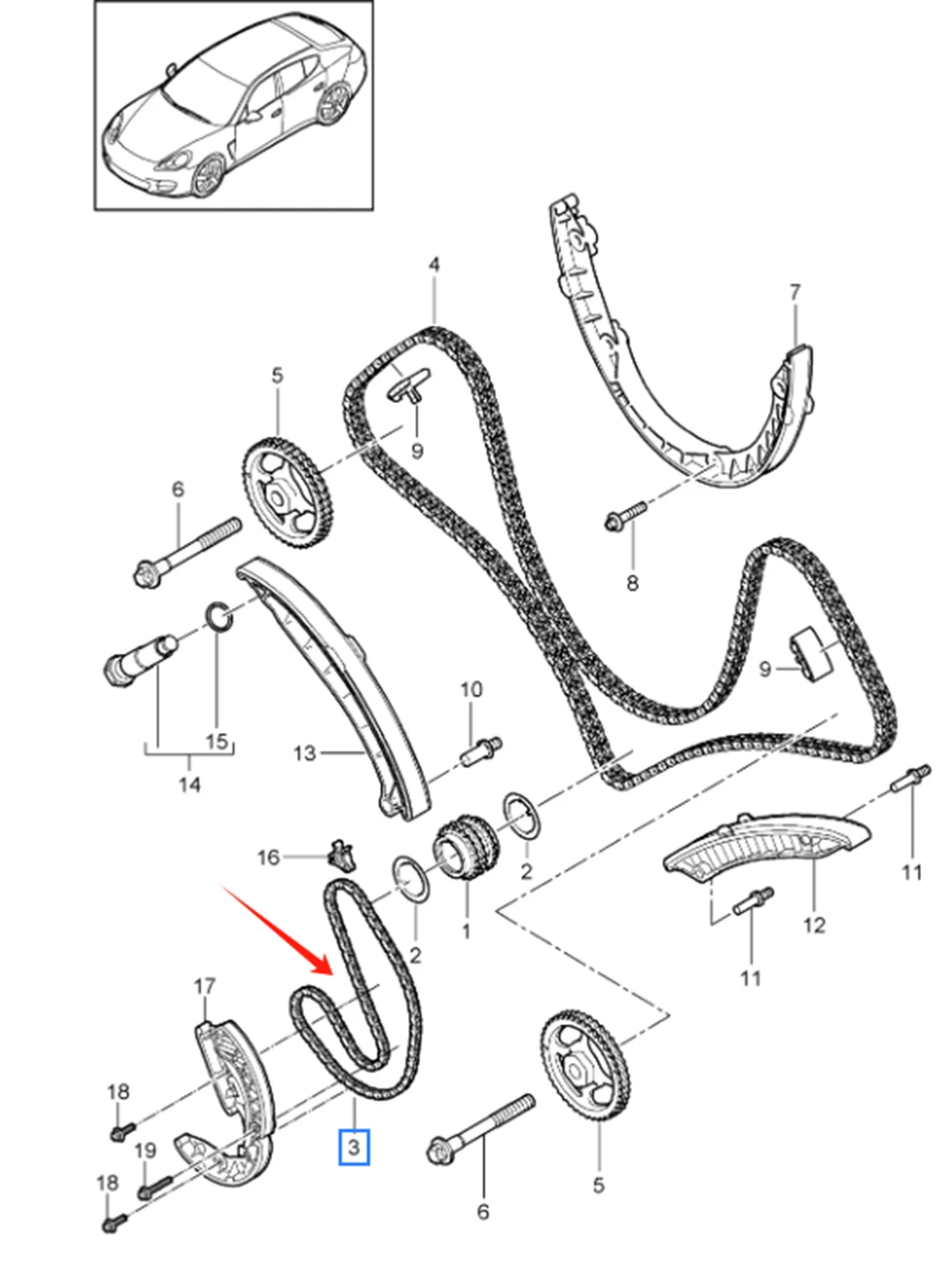 OE 94610725200 94610725201   Corrente da bomba de óleo Peças automotivas de alta qualidade para Porsche Cayenne Panamera MACAN 3.6/4.8 ﻿