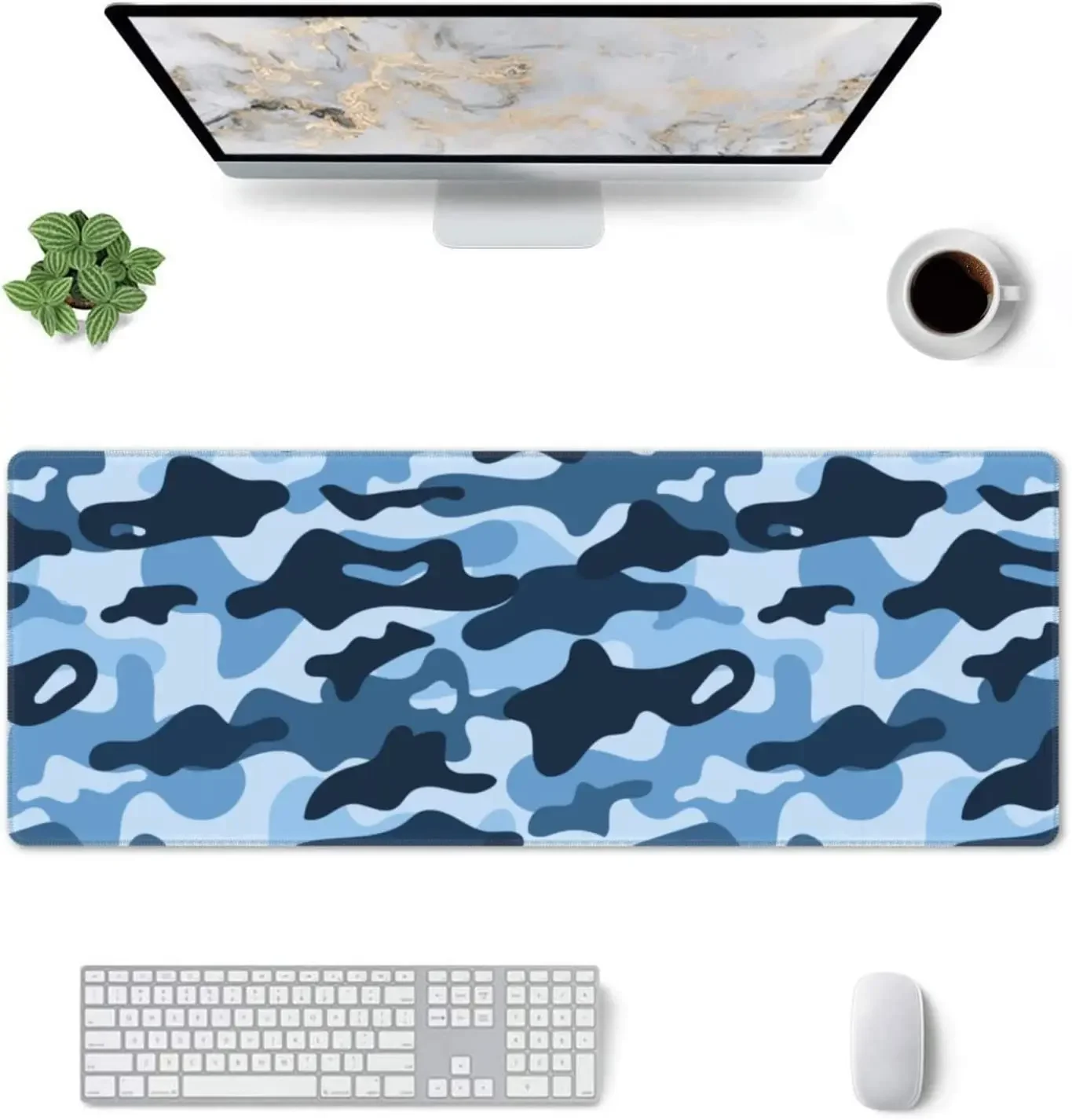 Imagem -02 - Azul Marinho Camo Gaming Mouse Pad xl Estendido Costurado Bordas Mousepad Grande Mouse Mat Desk Pad Antiderrapante Base de Borracha 31.5x11.8 Polegada