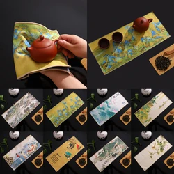 1pc Chinese Painted Thick Tea Towel Super Absorbent High-end Tea Set Accessories Table Mats Household Professional Ragtea Napkin